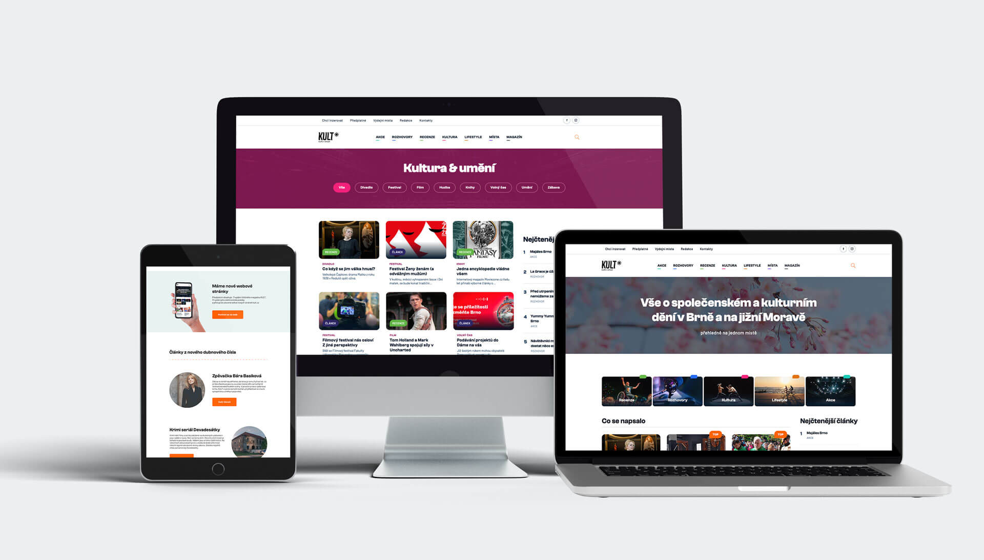 Web kult.cz je responzivní na mobilu, tabletu i PC. Magazín KULT* Brno